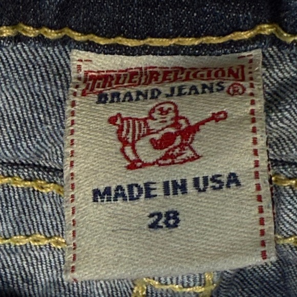 True Religion Section Straight Jeans Womens 28 Dark Wash Sequin Flap Pocket USA - Picture 7 of 14